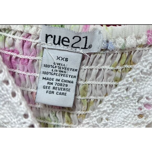 Rue 21 - Women's Summer Sleeveless High Low Hem Ruffle Floral Dress - White -XXS - Picture 9 of 16